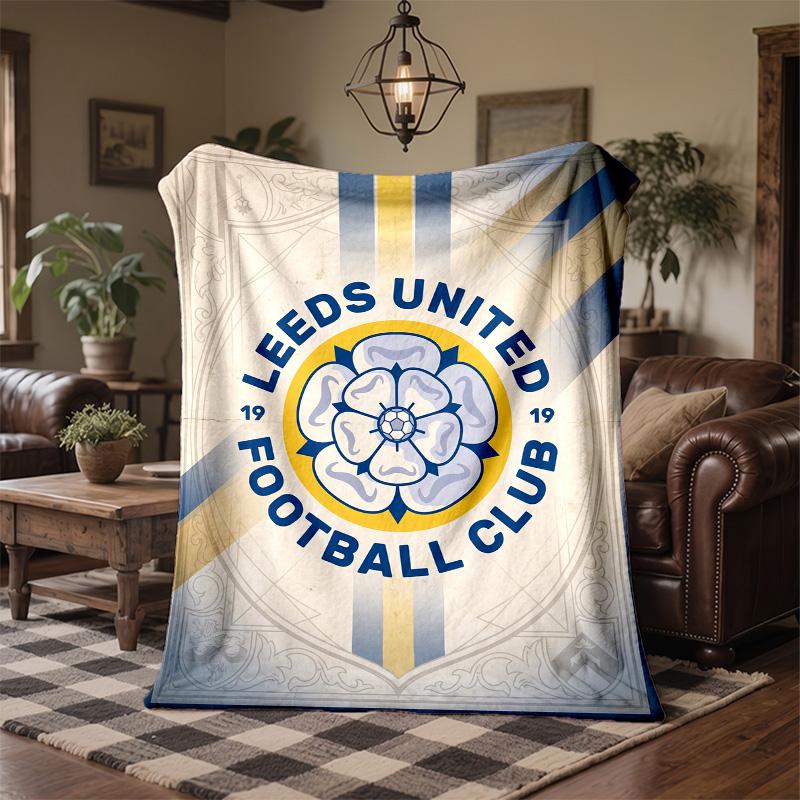 Coperta in Pile a Tema Leeds United Morbida e Accogliente in Peluche per Camera da Letto Divano Viaggio