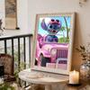 Disney Pearl Painting Stitch Pink ATV Vacation Creative Art 5D Exquisite Landscape Sparkling Craft Home Wall Decoration DIY Handmade Gift