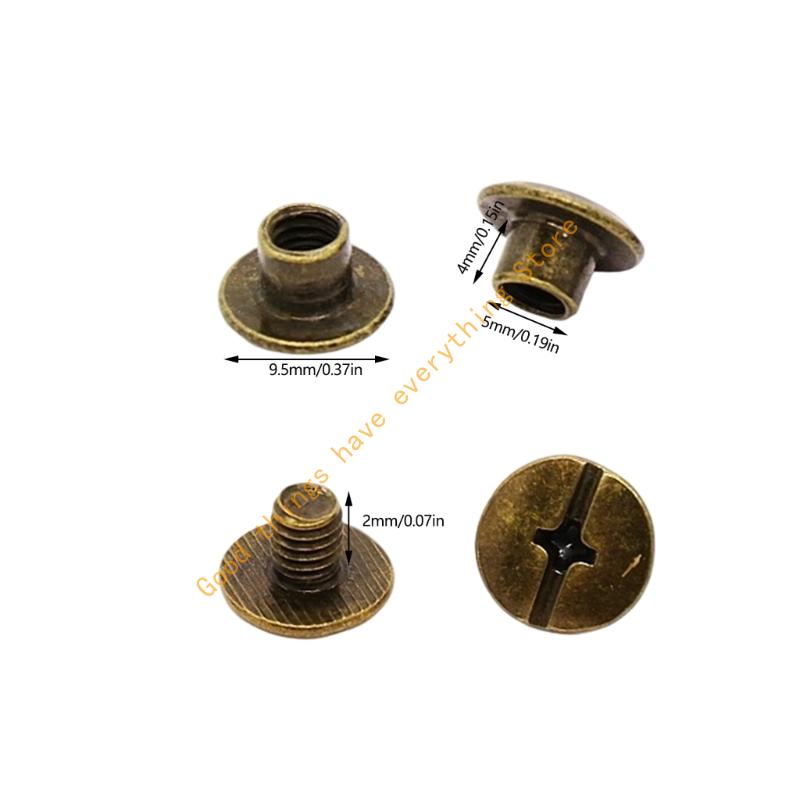 50Pcs Leather Rivets Studs Set Heavy Duty Iron Metal Screws Rivets for Handmade Bag Clothing Repair Sewing Craft Project 55KF