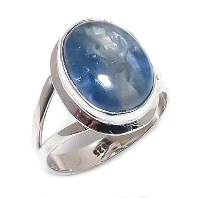 Pierre Précieuse Kyanite Naturelle Fait Main Argent Massif Sterling 925 Bague Cadeau T.6 r9K36