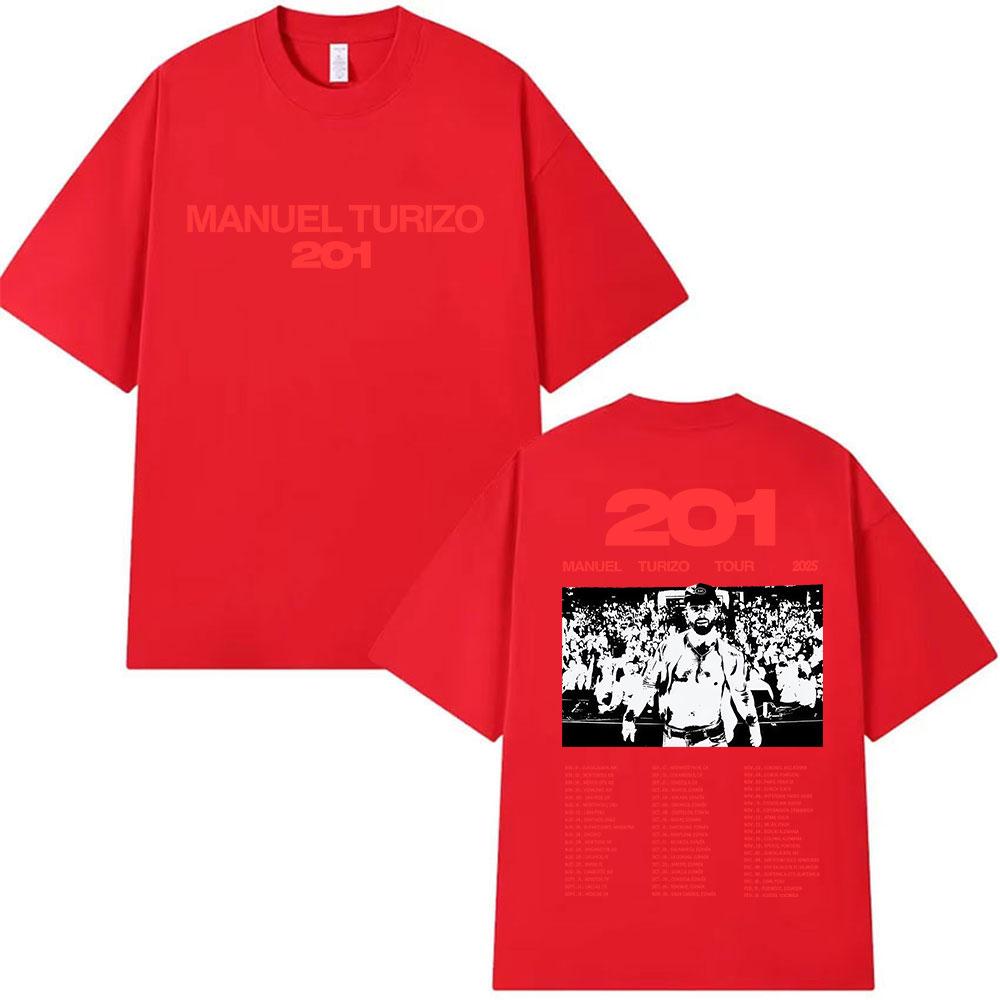 Manuel Turizo 201 Tour Graphic T Shirts Mens Hip Hop Gothic Short Sleeve Tshirt Pop Fans Clothing Oversized Cotton Tshirt