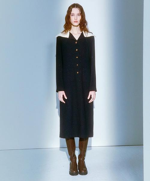 LINE STUDIO ONE Knit Neck Tweed Dress Jwopok0100