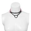 Necklace Chain Personality Twisted Chain Double Layer Faux Leather Sexy Gothic Punk Love Heart Pendant Collar Jewelry Accessory