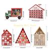 KX4B Christmas Wooden Advent Calendar House with Storage Drawers LED Lighted Countdown Number Ornament Holiday Home Desktop Gift