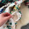 Elegant Retro Print Flower Long Dresses Women Summer Autumn Holiday Palace Style National Trench Belt V Neck Party Dress