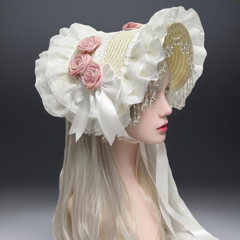Elegant Gothic Widows Hat Handmade Lace Detailing Perfect for Cosplay Costume Accessories Stage Performances