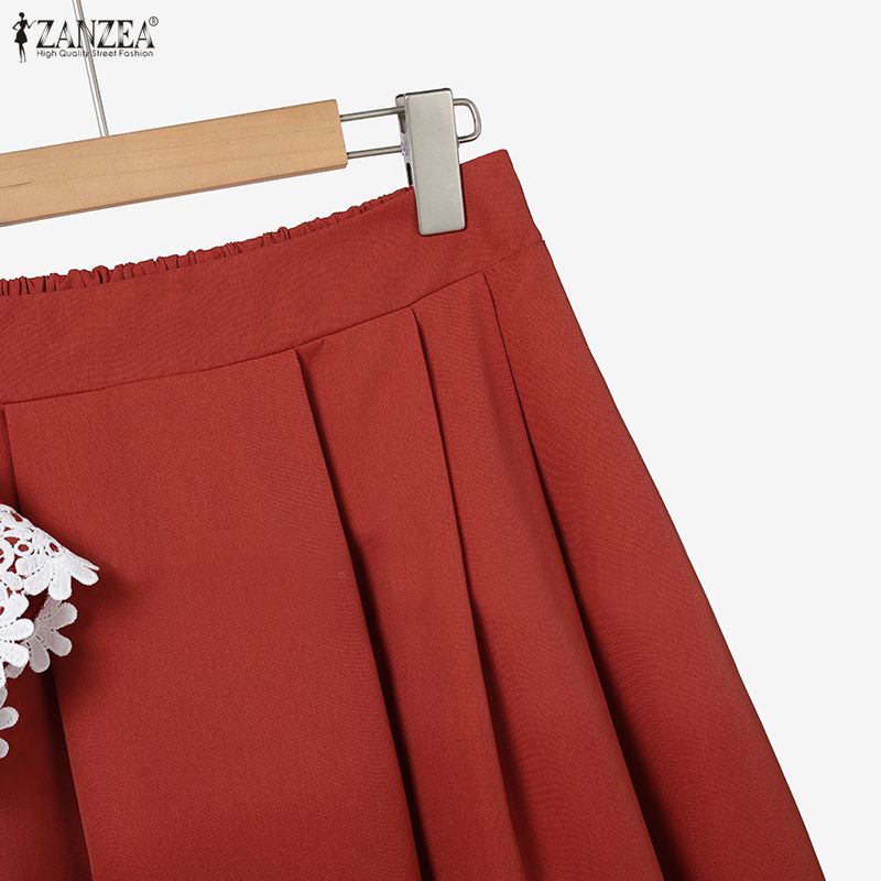 ZANZEA Damen Kurzarmbluse und lange Röcke Lässiger zweiteiliger Anzug