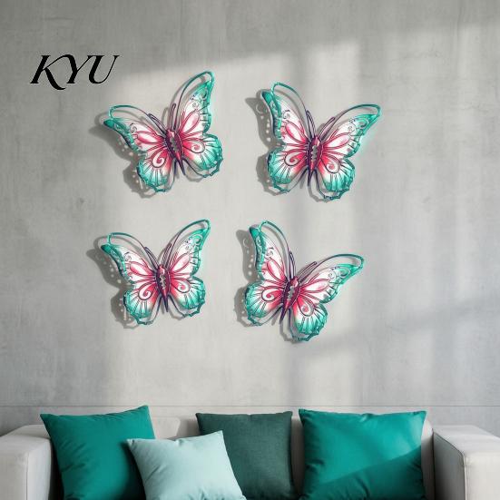 Waterproof Metal Wall Ornaments Butterfly Decorations, Garden Art Sculpture, Unique Housewarming Gifts Weatherproof Hanging Decor for Patio Fence Home