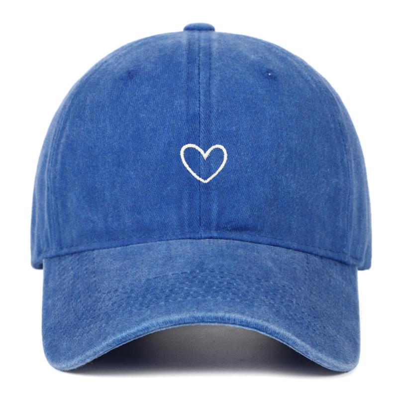 Vintage Korean Style Thin-Brim Heart Embroidery Baseball Cap - Unisex Spring/Summer Fashion