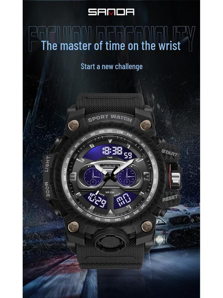 Fashionable Sanda 3153 Men's Multifunctional Sports Watch - Trendy and Creative Design