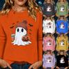 Women's Long Sleeve Halloween Print Round Neck Casual Top for Fall Parties