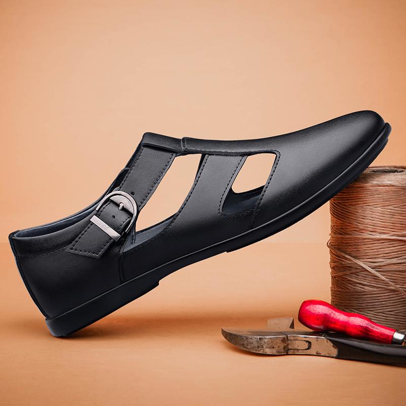 Fashion Casual Leather Men's Sandals Beach Shoes Slippers Lightweight Non-slip Male Comfy Breathable Summer Footwear Mens Outdoor Shoes