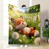 Animals Sleeping In The Green Forest Printed Blanket, All-Season Multi-Use for Nap Camping, Travel Car Sofa Multi-Size Selection
