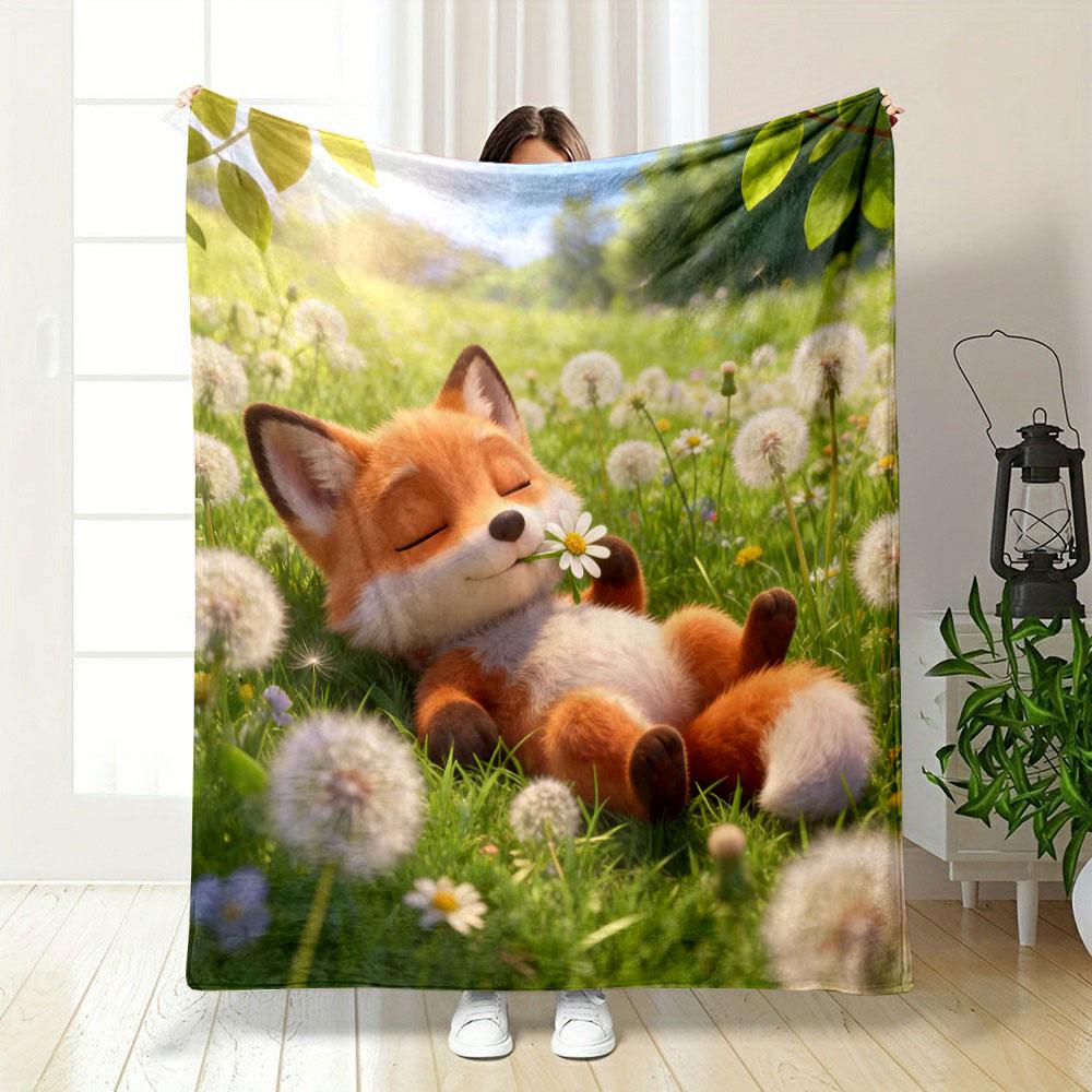 Animals Sleeping In The Green Forest Printed Blanket, All-Season Multi-Use for Nap Camping, Travel Car Sofa Multi-Size Selection