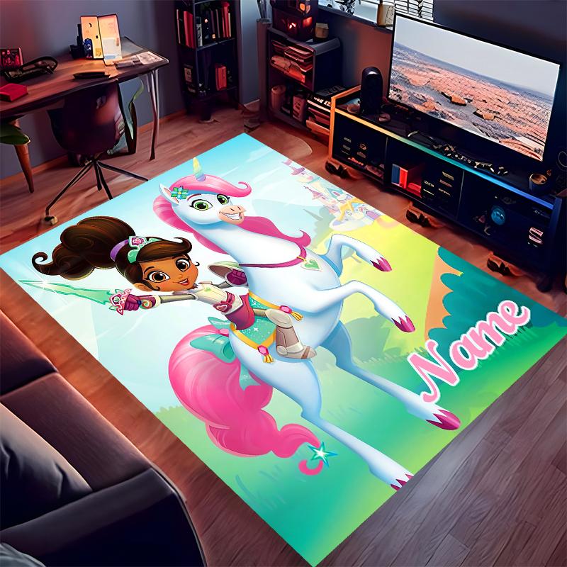 Custom personalization Nella the Princess Knight Print Area Rug - Soft, Washable Non-Slip Indoor Mat,Living Room,Home&Office Decorative Rug
