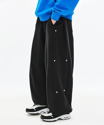 Sobeomeonteu 860G Snap String Sweatpants-Deep Black-