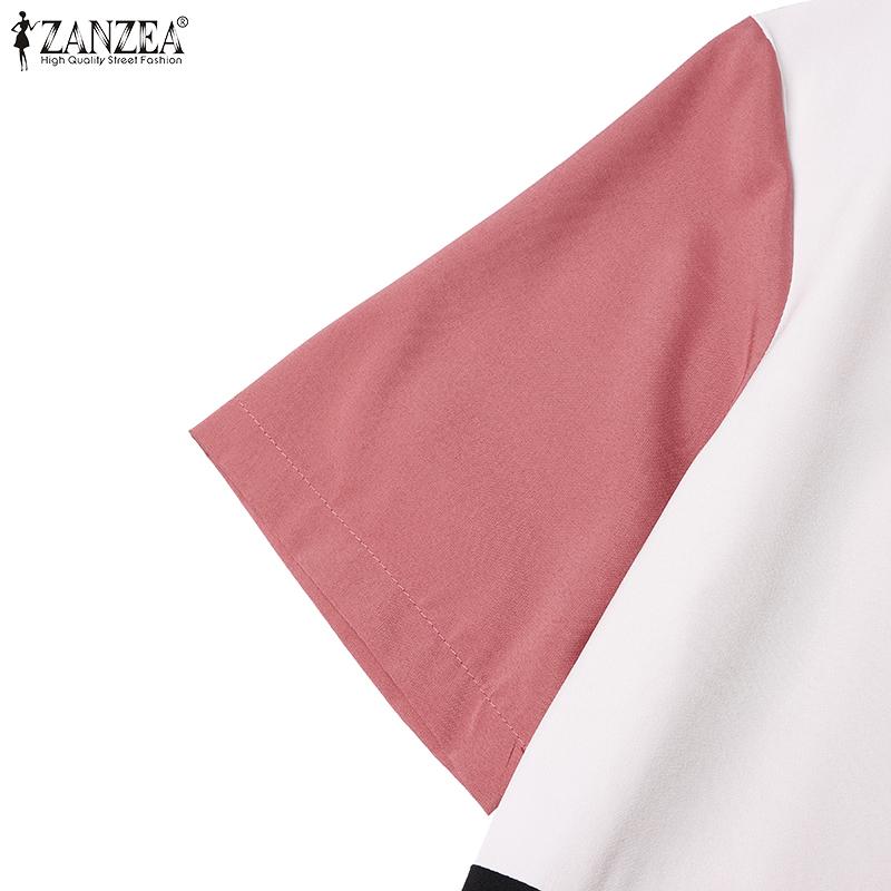 ZANZEA Women Casual Turn Down Collar Short Sleeve Shirt Dress
