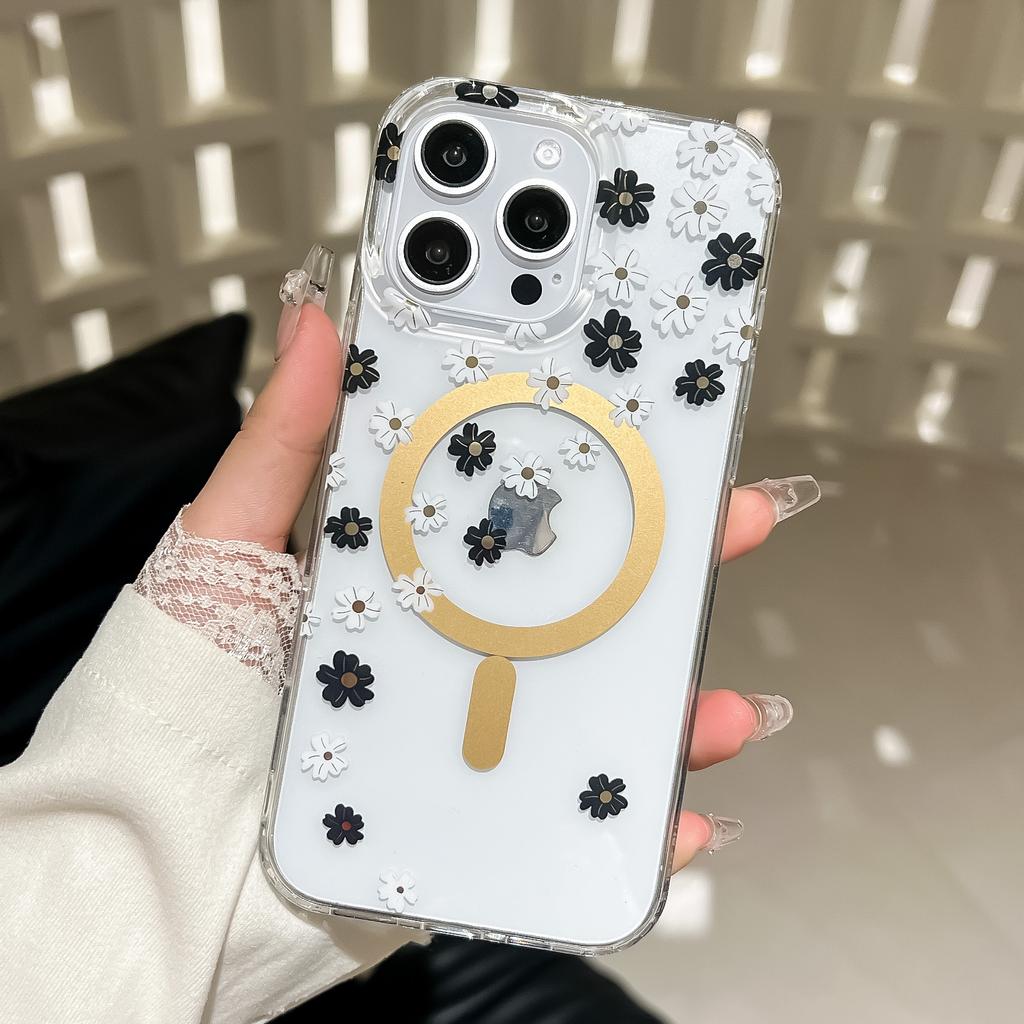 IMD Lamination Is Suitable for Apple 16ProMax Phone Cases, N52 Gaussian Magnetic High-transparency IPhone15 Fresh Flowers