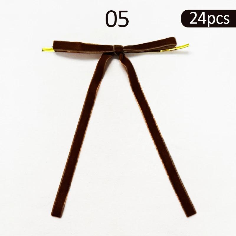 24pcs Velvet Bow Christmas Ribbon Decoration for Xmas Home Decor Tree Wreaths Gift Wrapping DIY Crafts Festive  2025 New Year