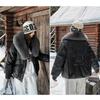 Chic Winter Women Jacket Korean Style Faux Fur Collar Slim Fit Warm Padded Coat Fashionable Outwear