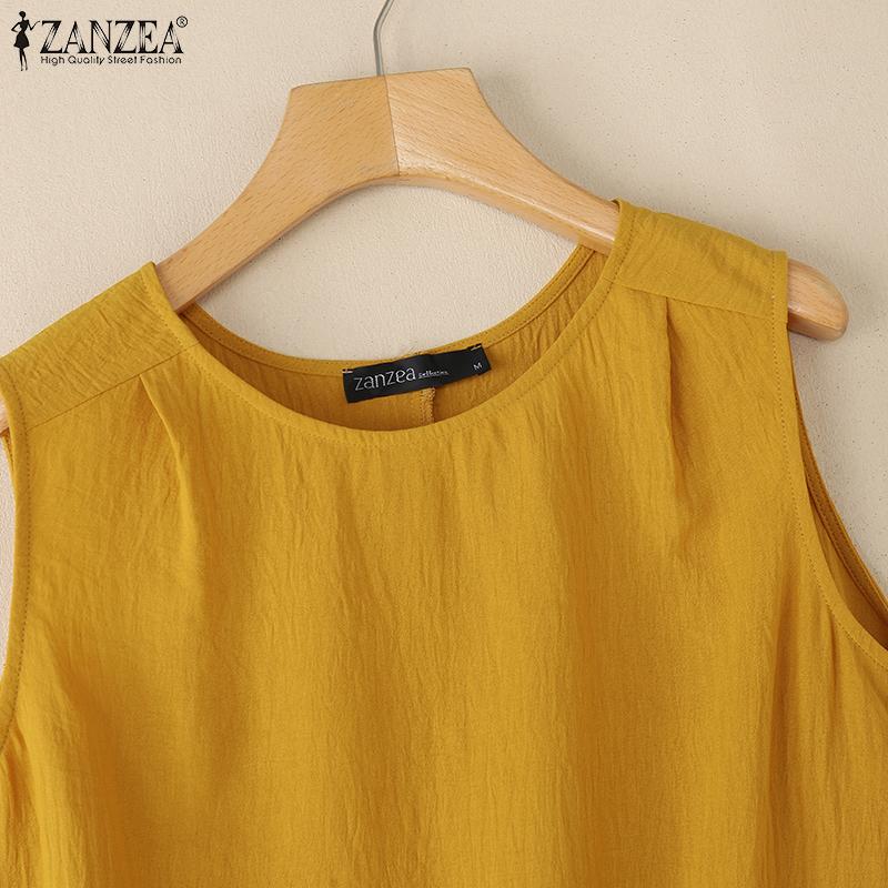 ZANZEA Kvinner Uformell rundhals Løs Ermeløse Tank Tops