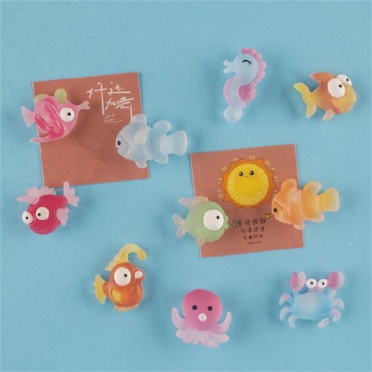 Pack of 10 Cute Marine Creature Magnets Cartoon Sea Animal Fish Magnetic Sticker For Refrigerator Metal Surfaces Decors