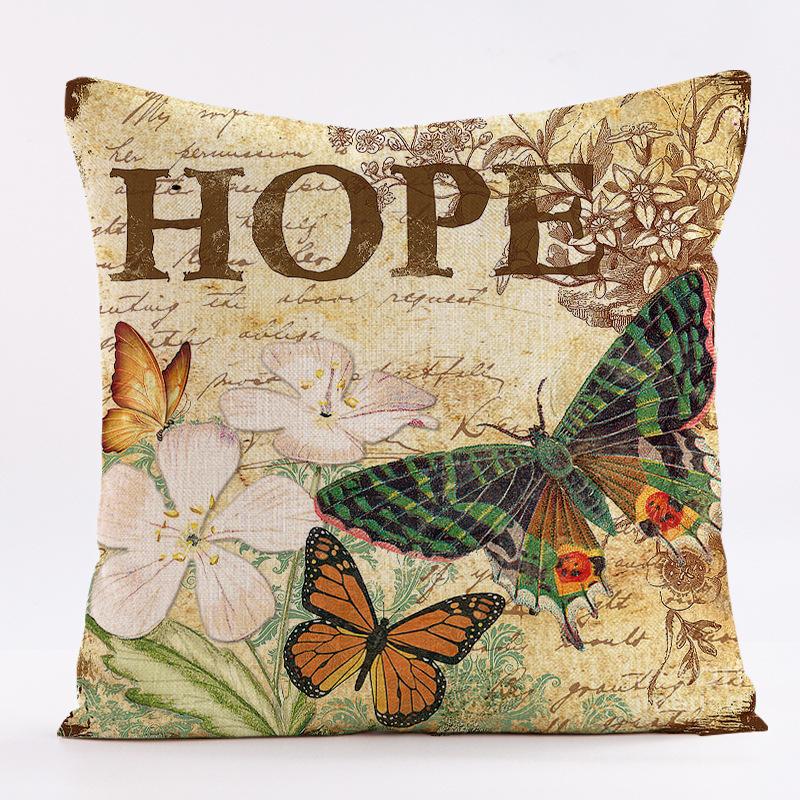 Retro Butterfly Pattern Throw Pillow Cover With Short Plush Print For Living Room Sofa Decoration Cushion Cover Pillow Covers