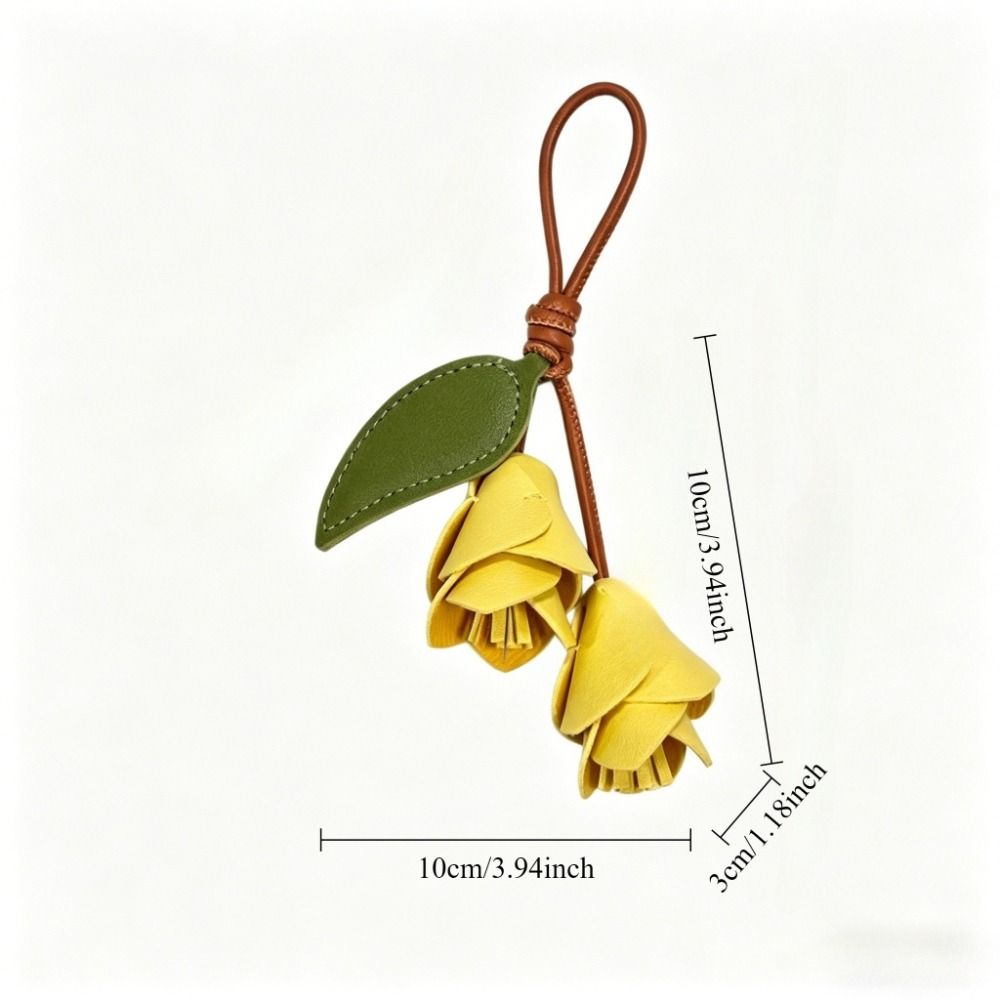 Lightweight Flower Bag Charm PU Leather Tulip Keychain Elegant Tulip Bag Charm  Gift Giving