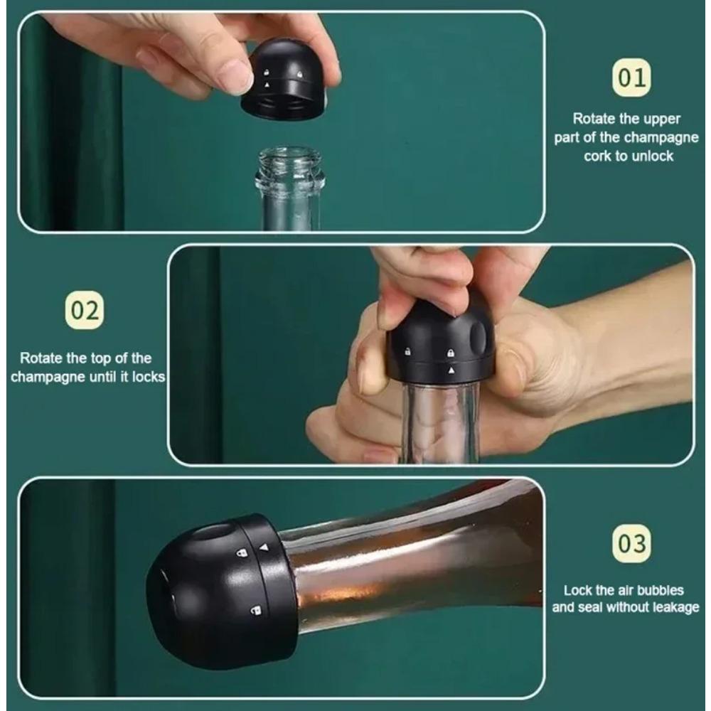 4-1 PZ Tappi Sottovuoto per Vino Riutilizzabile Tappo per Champagne Tappo Sigillato per Bottiglia di Vino con Blocco a Rotazione Mantieni la Freschezza Tappo per Vino Strumento da Bar