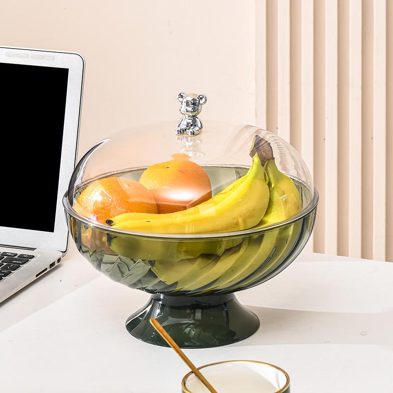 

High-Footed Fruit Snack Plate with Drain, Cream Style Coffee Table Candy Bowl