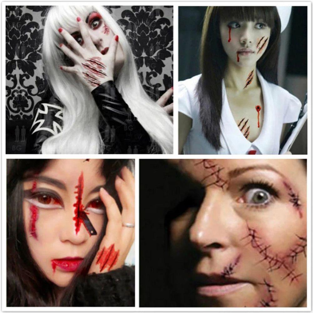 Skin Decoration Party Horror Scar Temporary Tattoos Halloween Tattoo Stickers Fake Tattoo