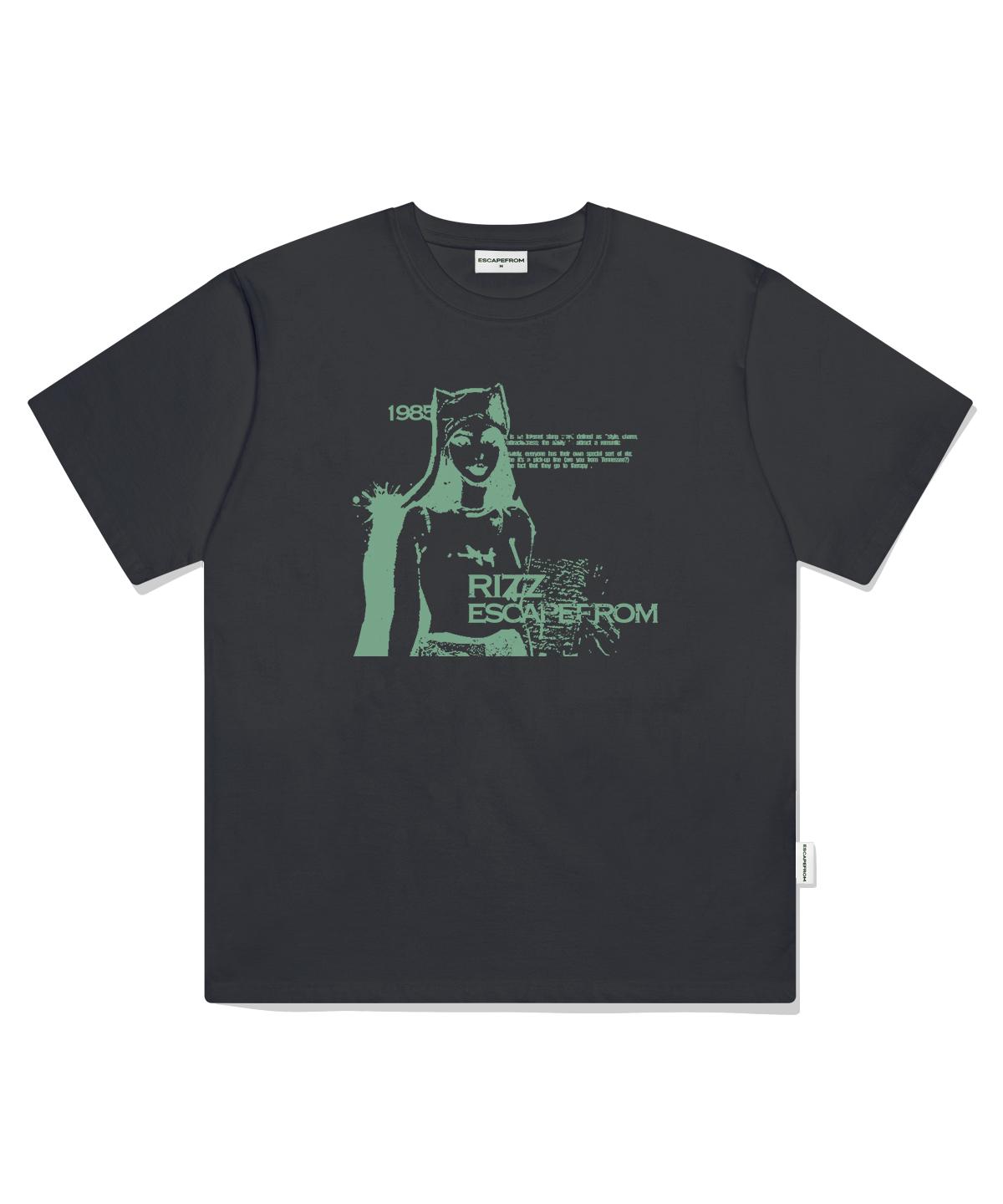Escape From Green 1985 Leeds Print Oversized Short Sleeve T-Shirt Charcoal L