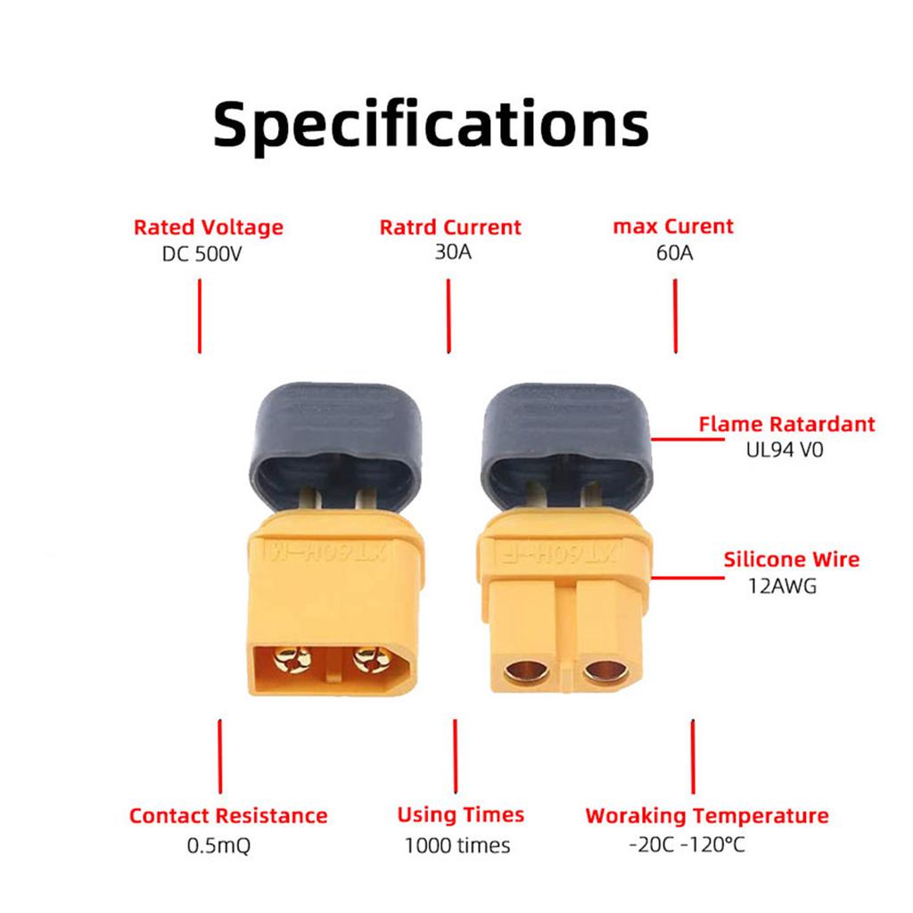Solar Connectors to XT60 Adapter 12AWG Extension Cable for Outdoor Power Stations and Batteries