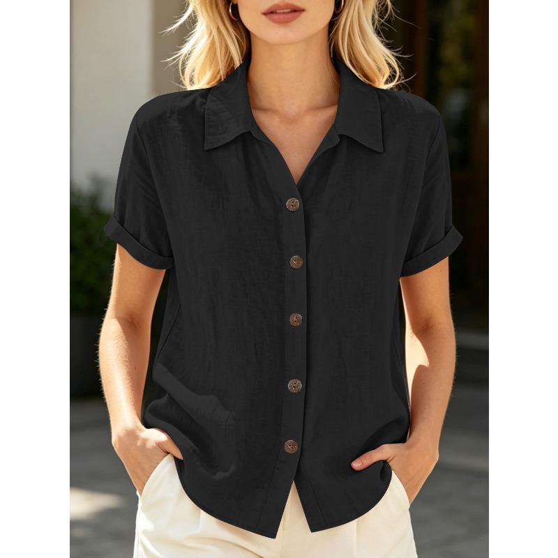 JPNTKY Women's Fashion Casual POLO Neck Short Sleeve Blouses & Shirts