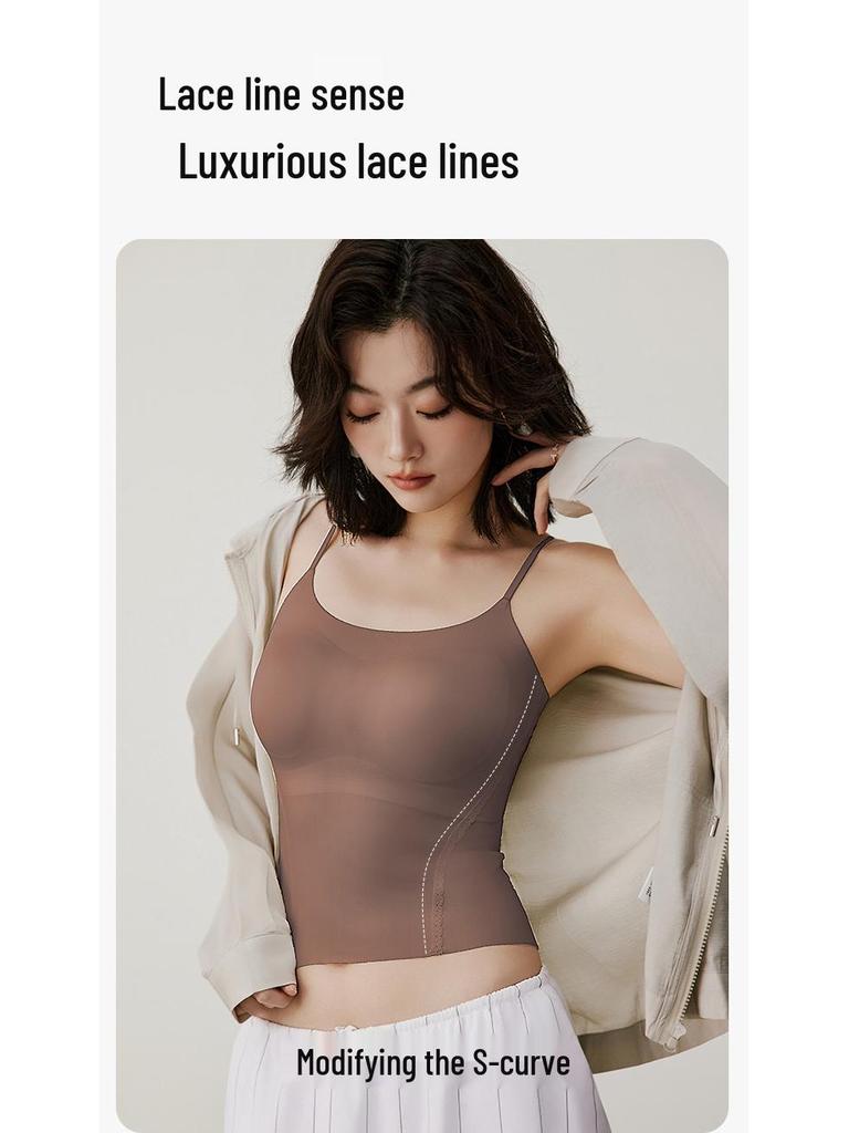 Дихаюча безшовна майка без кісточок з вбудованим бюстгальтером та нагрудними подушечками - Колекція Осінь 2025