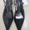 Fashion Sexy Black Pointed Toe Pumps Women Fashion Shallow Back Strap Thin Heel Dress Shoes Comfort Soft Leather Commuting Office Shoes