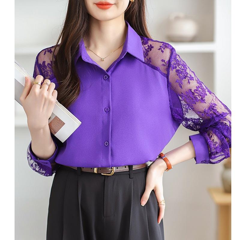 Dámský límec s krajkou, patchwork, perspektivní šifonový top, kardigan