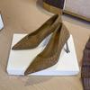 Senior design sense niche velvet high heels women's pointed head thin heel shallow mouth single shoes are not tired