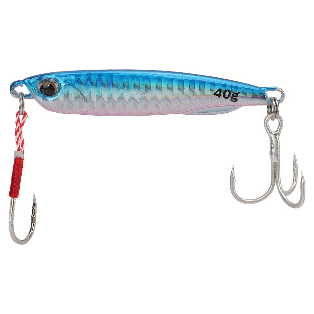 Fishing Lures Metal Portable Lifelike Hard Baits with Hook Fishing Tackle for Saltwater Freshwater 40gLaser Blue