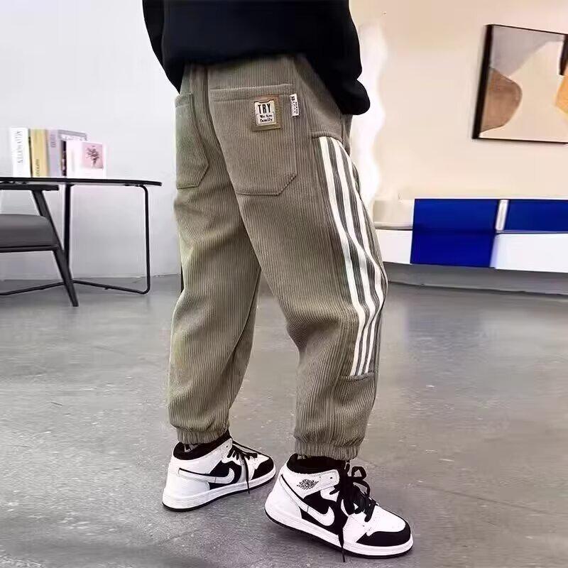 

Полосатые повседневные спортивные штаны для мальчиков - Весенний, Осенний, Зимний стили 170 хаки