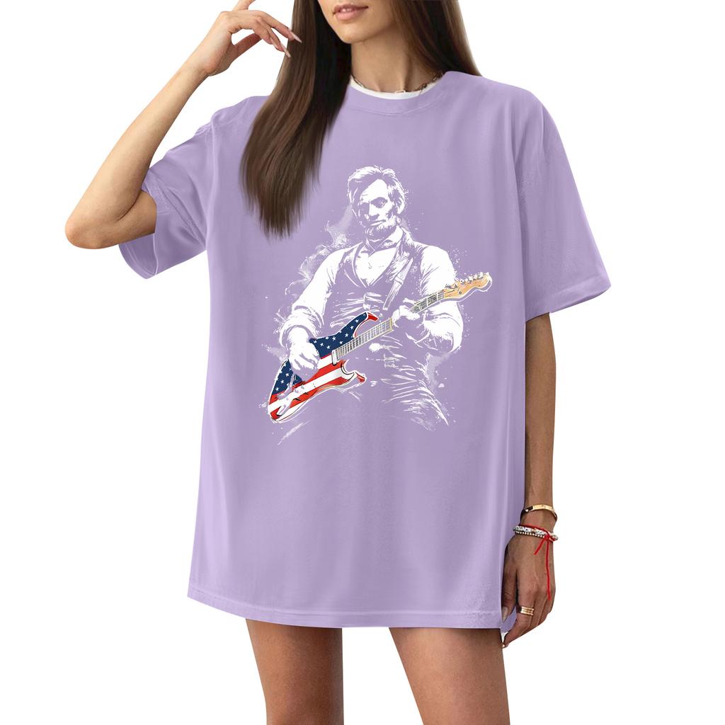 Damen Casual Buchstabendruck Kurzarm Top T-Shirt