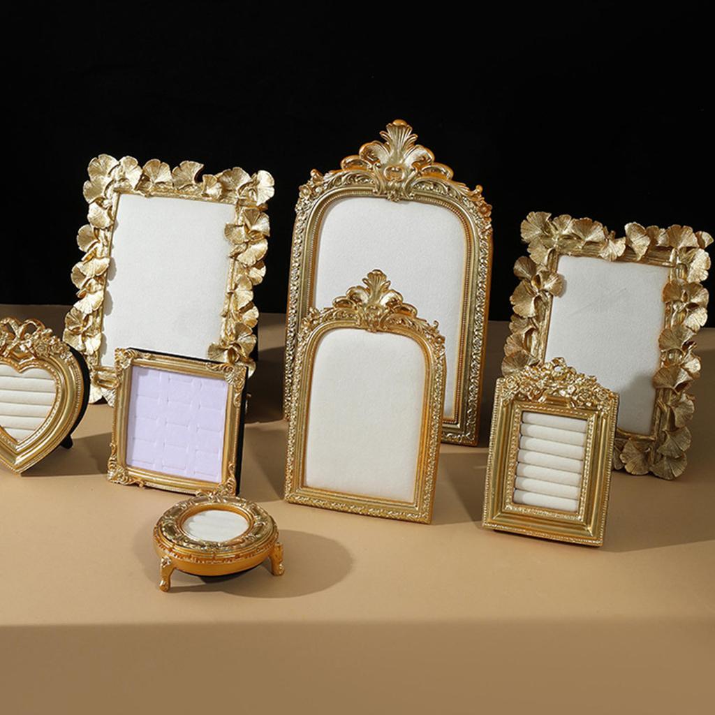 Multipurpose Golden Resin Earring Holder Jewelry Organizers Photo Frame Display For Retail Display