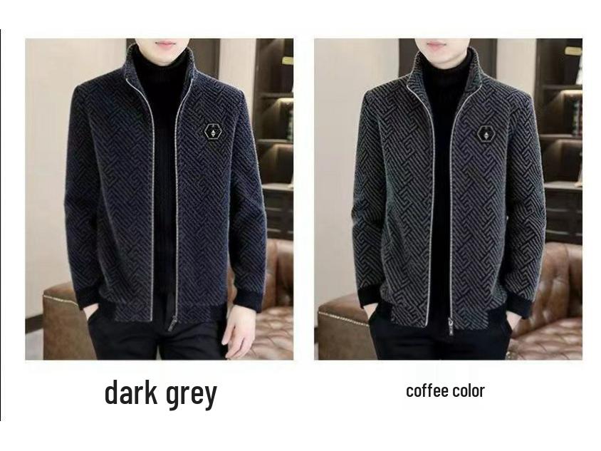 2025 Men's Woolen Windbreaker - Stand Collar, Short Jacket with Plus Velvet for Autumn/Winter