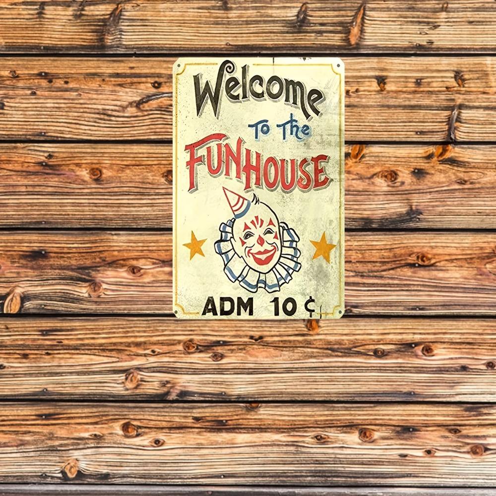 Fun House Circus Clown Metal Decor - 12x8" Art, Perfect for Kitchen, Store, Ranch & Bar Wall Decor