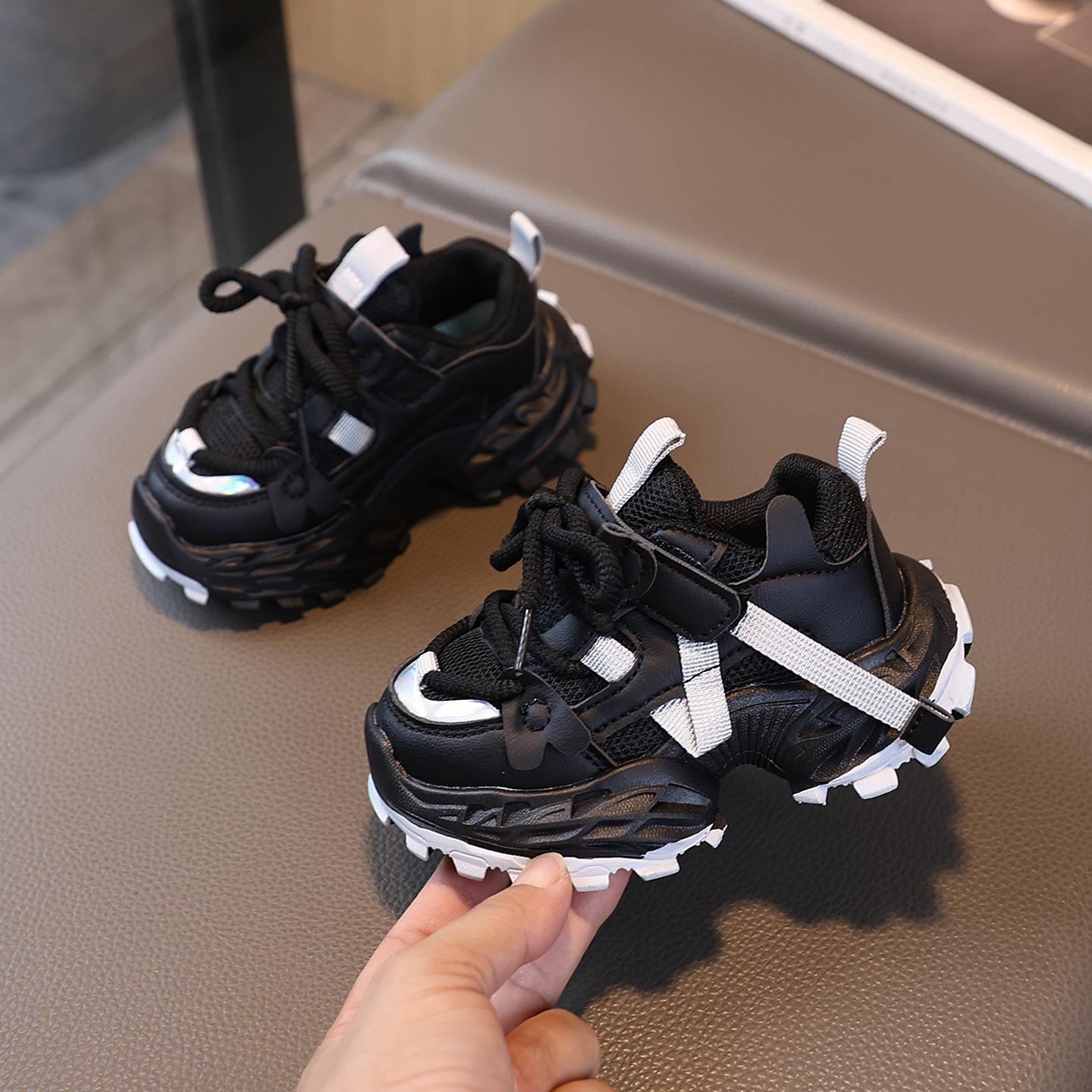 

Children s Platform Sneakers Autumn New Breathable Girls Soft Sole Running Shoes Outdoor Non Slip Comfort Boys Casual Shoes 25 чорний