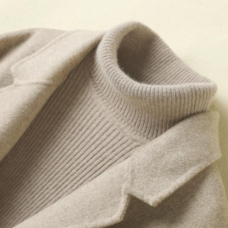 Podzim Zima Dámský Vlněný Svetr Bezešvý Rolák Kašmírový Pulovr Základní Slim Pletenina Jednobarevné Oblečení Top
