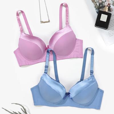 2Pcs Women Push Up Bra Padded B Cup Adjust Straps 3/4 Cup Sexy Bralette Underwire Support Gahter Underwear 85B-100B Bra