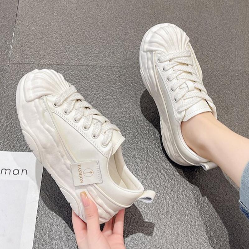 

Растворяющиеся кроссовки с мыском-ракушкой для женщин, осенние белые кроссовки на толстой подошве, модные и повседневные, универсальные женские кроссовки, увеличивающие рост 40 белый