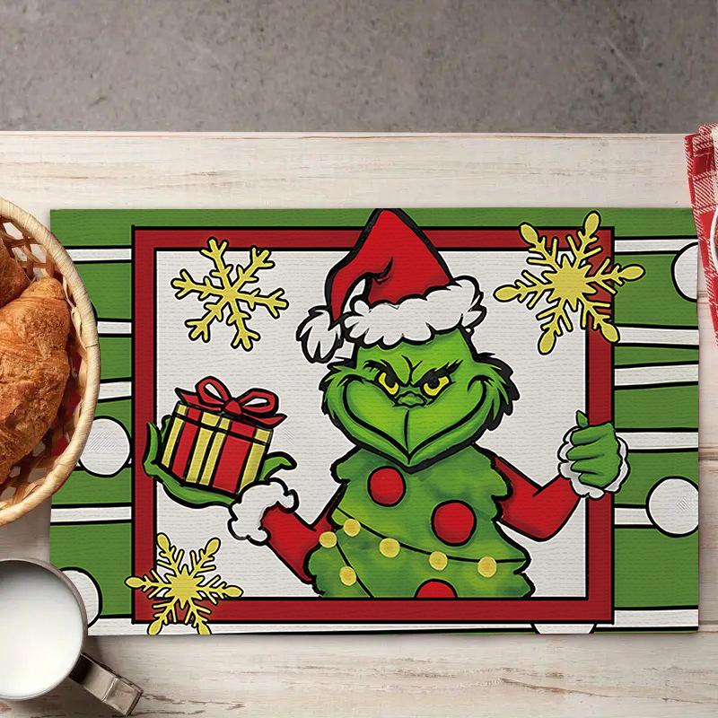 Weihnachts-Platzsets Baum-Muster Tischsets Hitzebeständige Leinen-Platzsets für Esszimmer- und Küchendekor für Festtagsmahlzeiten, Zusammenkünfte, Partytisch