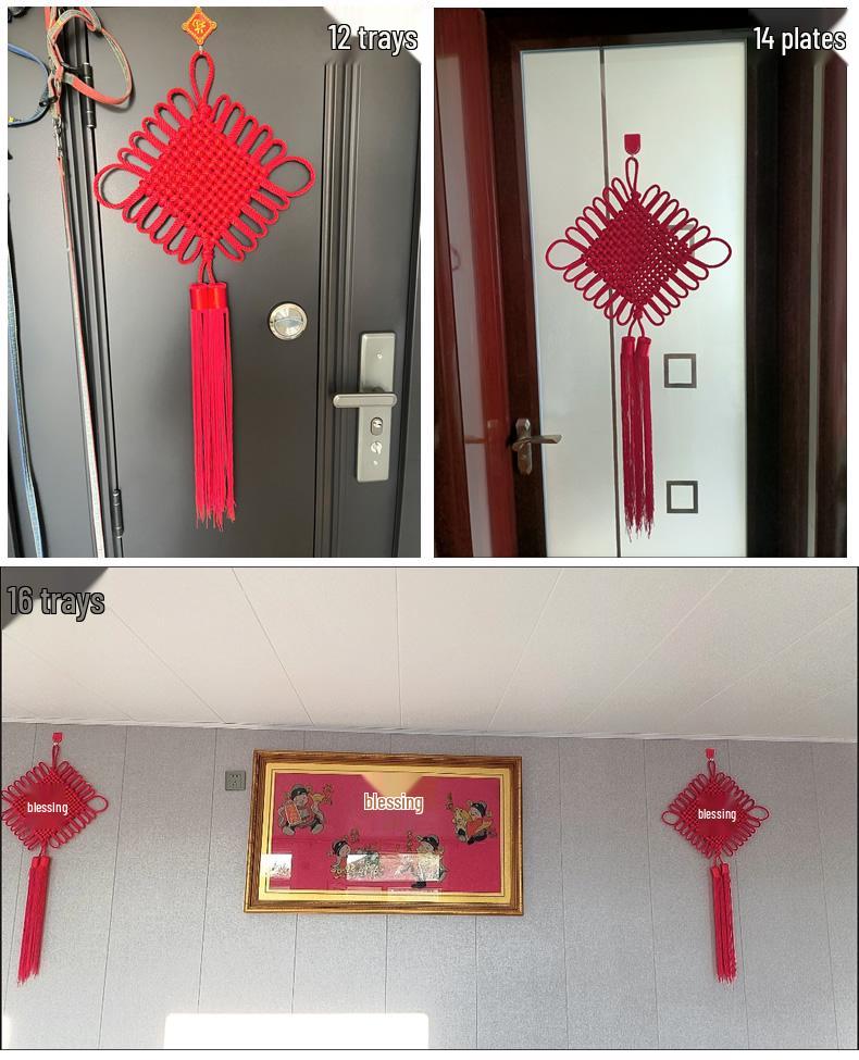 Chinese Knot Red String Braided Cord - Traditional Feng Shui Decor for Living Room, Autumn, and National Day Festivals